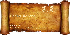 Berka Roland névjegykártya